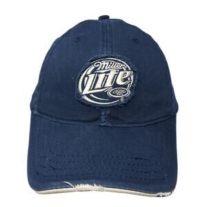 Miller Lite Strapback Baseball Cap Blue OS Adjustable Distressed H3 Sportgear
